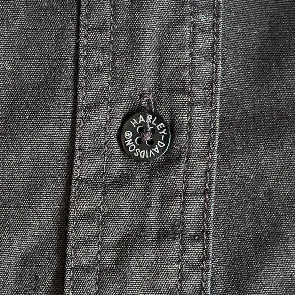 Harley Davidson Work Shirt Mens L Button-Down Long Sleeve Black Red Embroidered - Picture 10 of 11